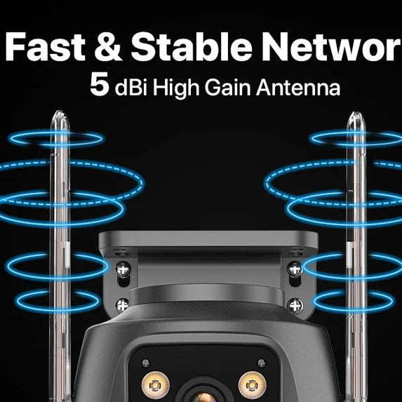 External Wifi PTZ Camera Dual Lens 4K 8MP HD Outdoor IP Camera 4MP Auto Tracking Security Protection CCTV Surveillance iCsee P2P