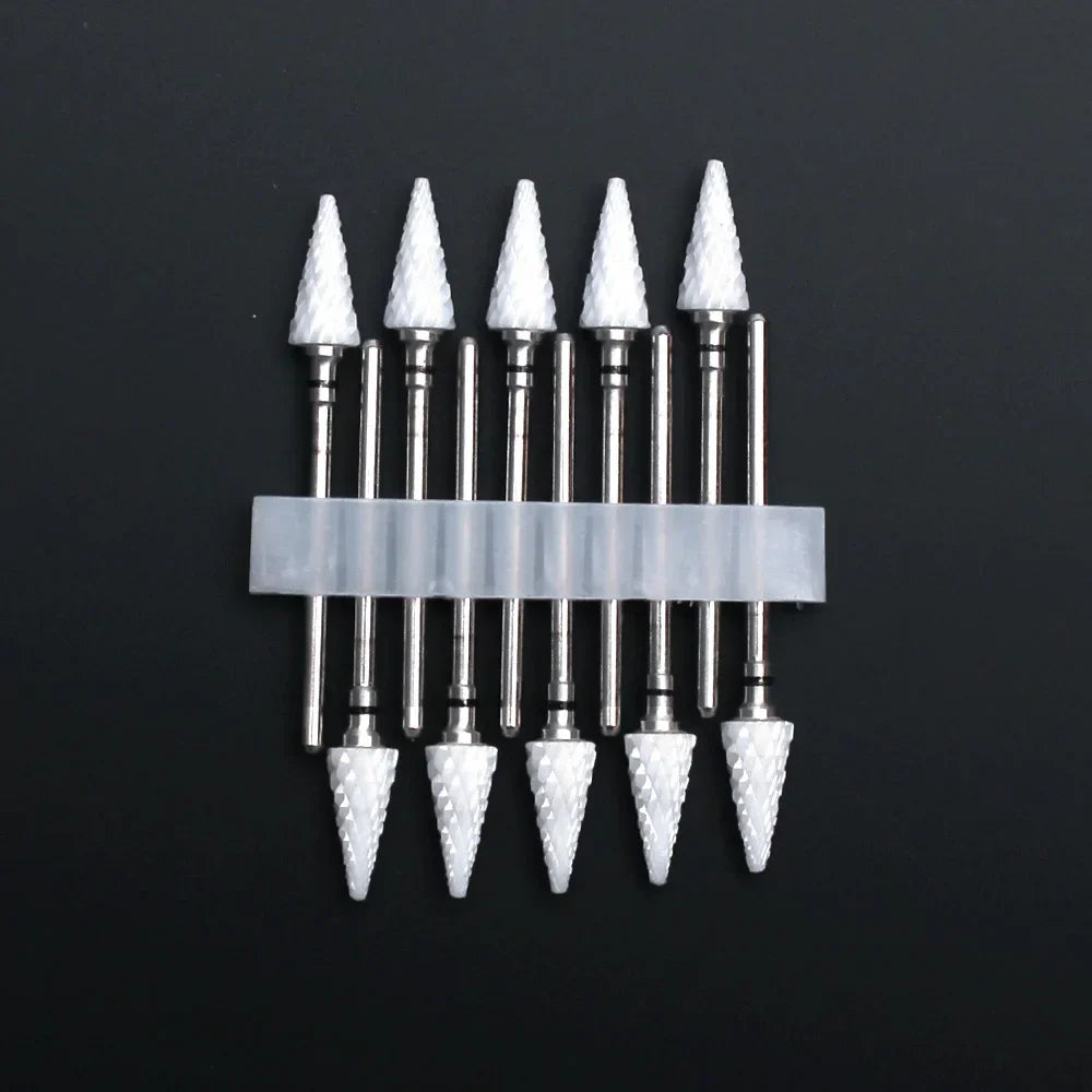 10pcs Ceramic Nail Drill Bits Set Milling Cutter for Manicure Drills Electric Nail Files Cuticle Remove Nail File Art Tools
