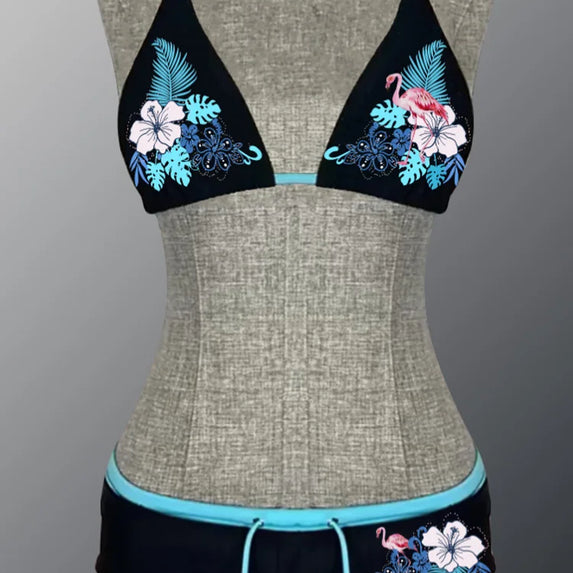 UETEEY 2025 New Summer Swimwear Bikinis Set Sexy Print Laced Up Backless Bikini 2 Piece Set Women Split Swimsuit Beach Bikini