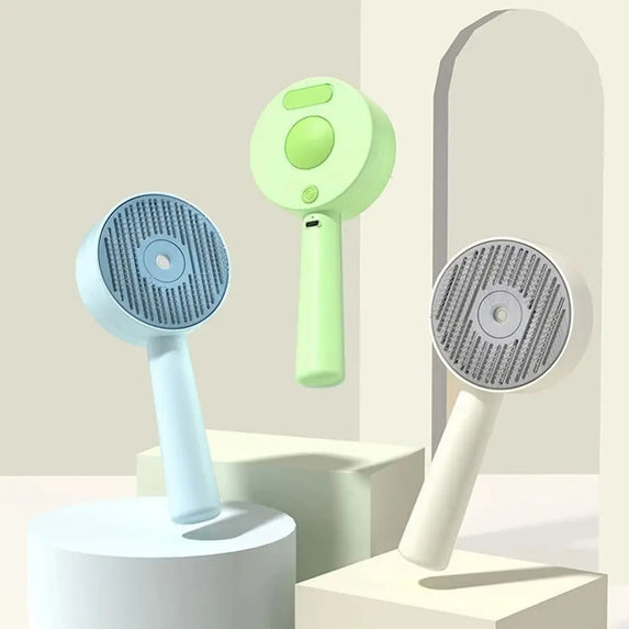 Anti-Static Pet Spray Hair Comb Massaging Demating Cat Steamy Shedding Brush Removes Loose Fur One-click Cleaning Button