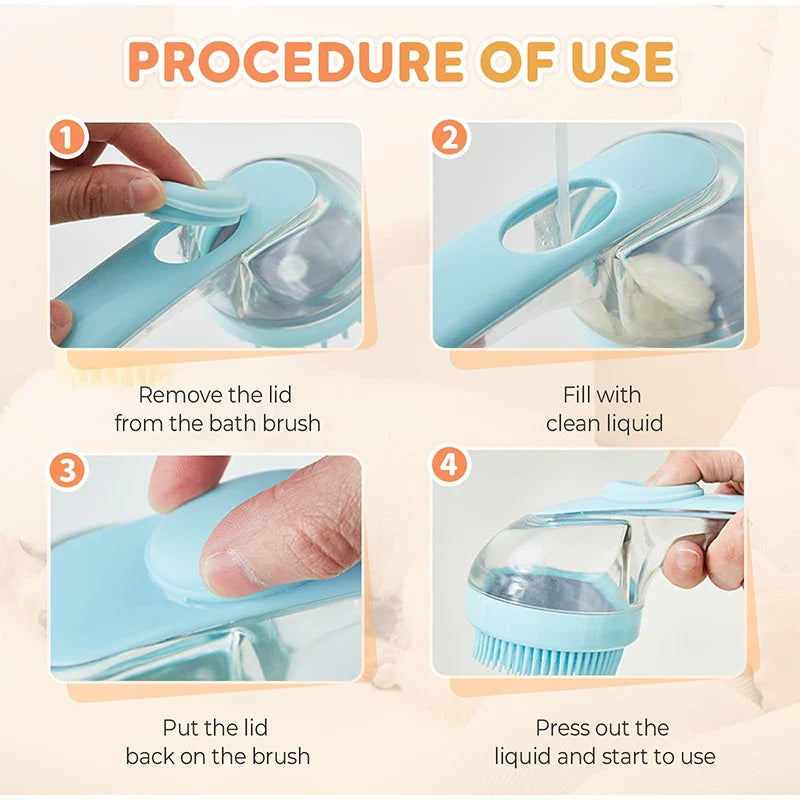 Pet Bath Brush 2025 New 2 In 1 Dog Bath Brush With Built-in Shampoo Dispenser Pet Wash Brush Dogs Cats Grooming Massage Brush