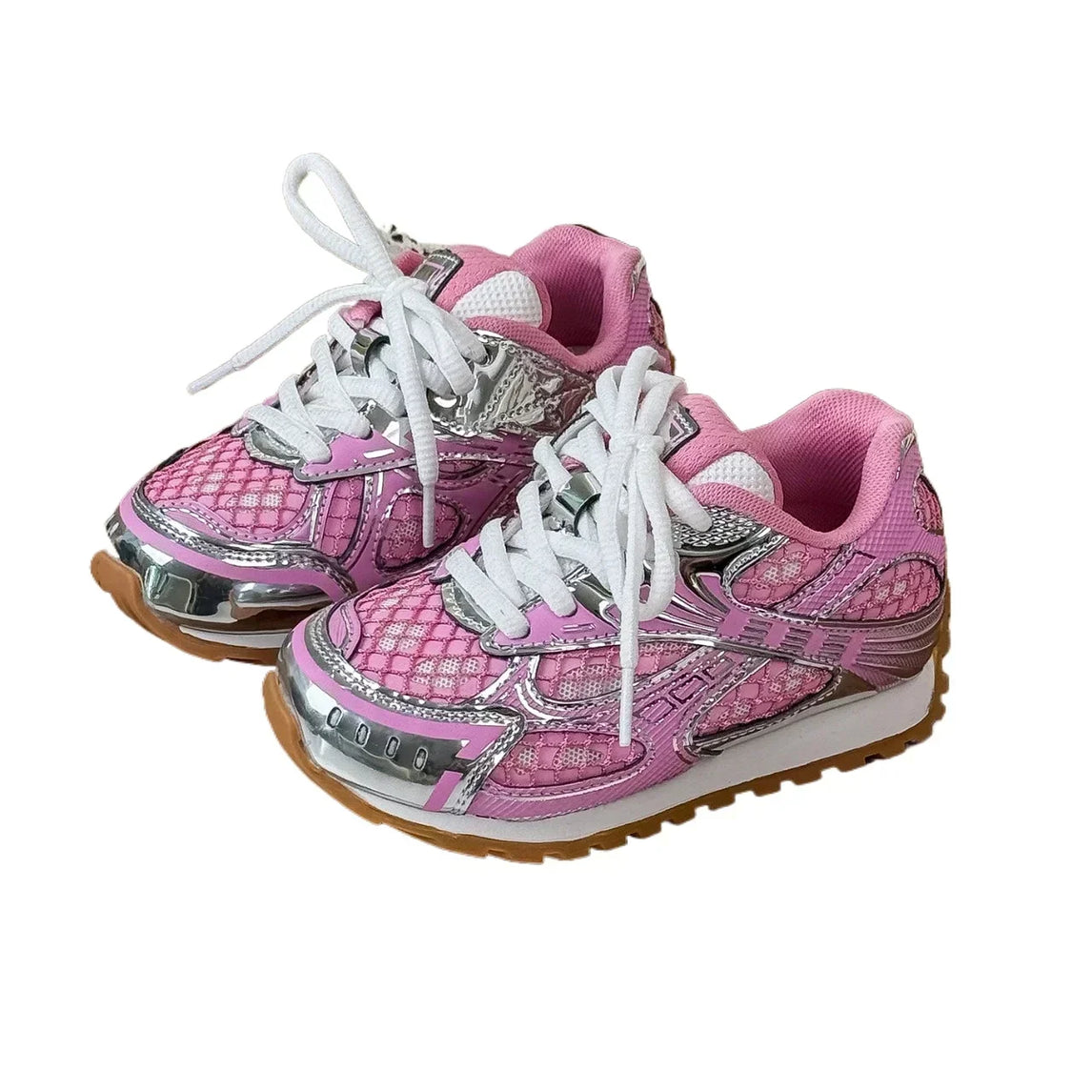 2025 Spring Toddler Kid Breathable Orbit Metallic Rubber Mesh Sneaker Children Casual Fashion Shoe Boy Girl Sports Walking Shoes