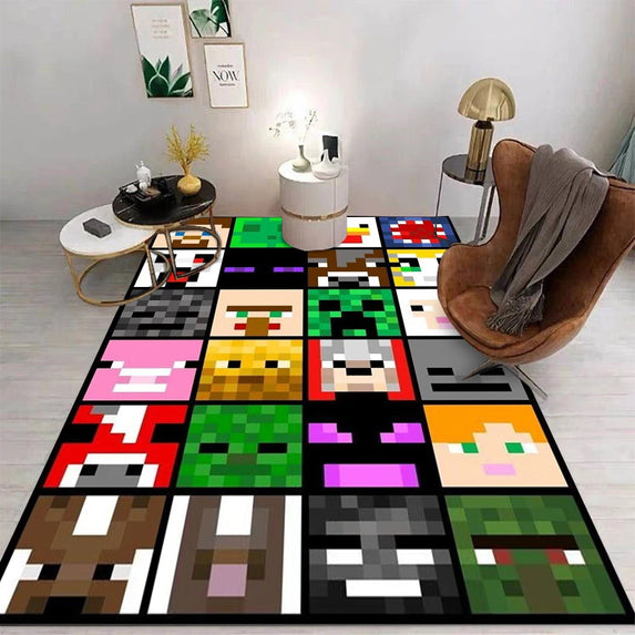 MINISO M-minecraft Carpet Cartoon Living Room Bedroom Kitchen Sofa Table Balcony Rug Non-slip Washable Mat Exquisite Home INS