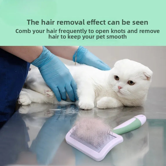 Stainless Steel Pet Hair Removal Comb Slicker Brush Anti Static Undercoat Removal Dual Sided Ergonomic Green Handle Long Hair Do