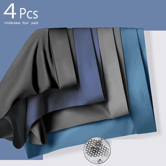 4 Pcs Men's PantiesThin Underwear Quick Drying Breathable Shorts Ice Silk Boxer Underpants Fashion New Men's Boxer