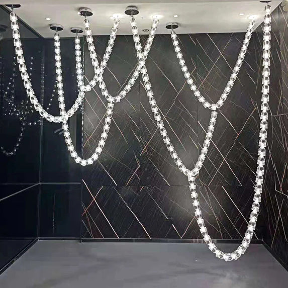 Post-modern simple luxury dining room glass chandelier Nordic designer minimalist art strip living room study bar