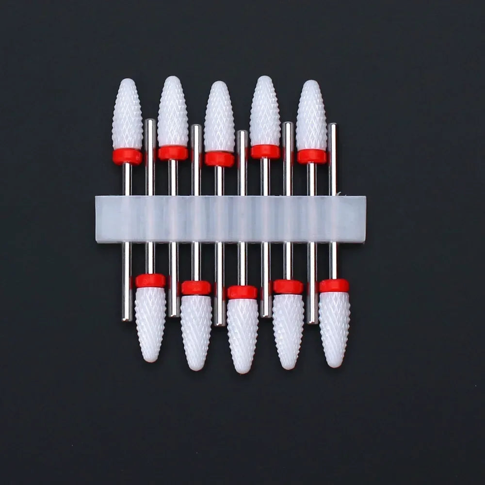 10pcs Ceramic Nail Drill Bits Set Milling Cutter for Manicure Drills Electric Nail Files Cuticle Remove Nail File Art Tools
