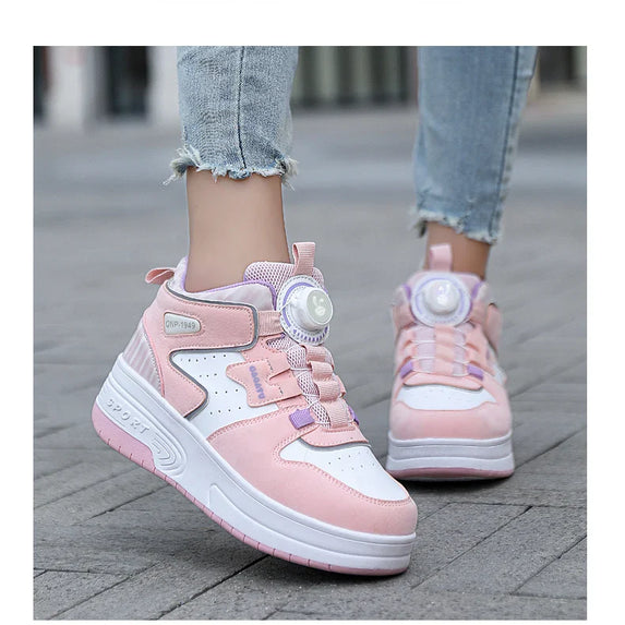 Children Junior Roller Skate Shoes Kids Sneakers with Two Boys Girls Wheels Shoes Running Adult Casual Boys Shoes size 31-42