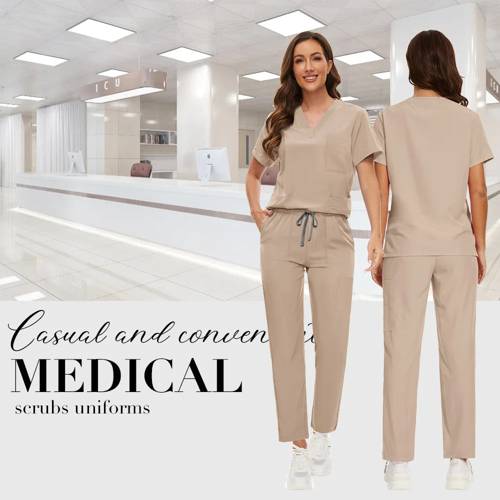 Anti Wrinkle Washable Soft Hospital Uniform Hot Sale Pet Vet Nurse Scrub Set Women Medical Scrubs Sets Women Medical Accessories