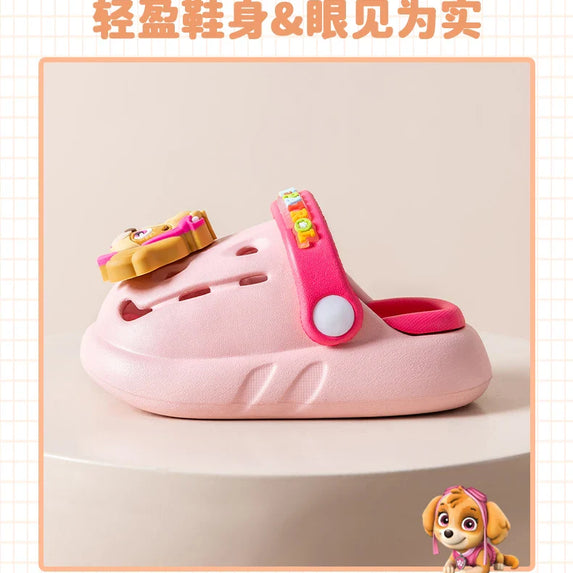 PAW PATROL Kids' Garden Shoes Boy and Girl Indoor Non-slip Soft Sole Slippers Breathable Deodorant Cute Cartoon Bow-Top Sandals