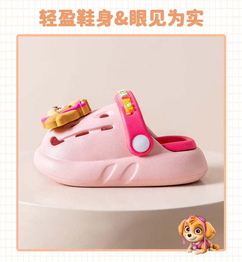 PAW PATROL Kids' Garden Shoes Boy and Girl Indoor Non-slip Soft Sole Slippers Breathable Deodorant Cute Cartoon Bow-Top Sandals