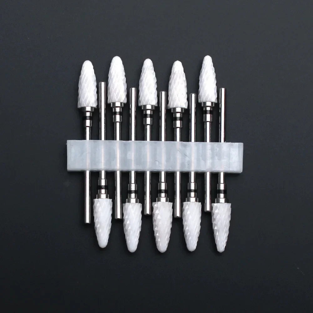 10pcs Ceramic Nail Drill Bits Set Milling Cutter for Manicure Drills Electric Nail Files Cuticle Remove Nail File Art Tools