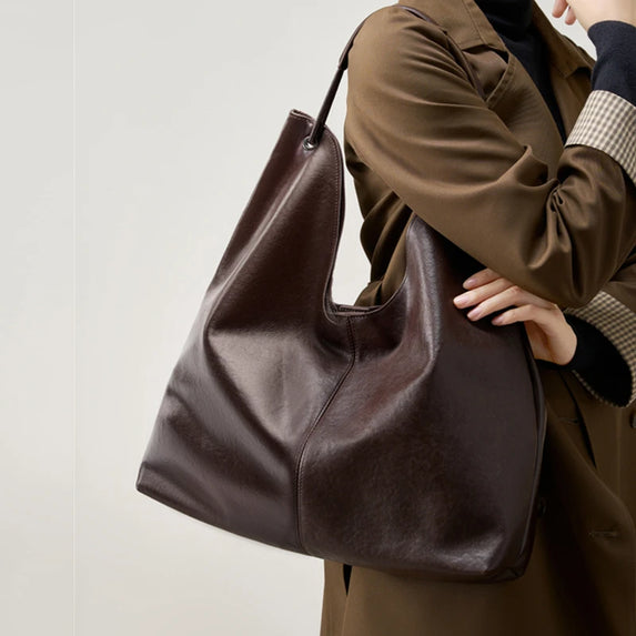 Burminsa Cowhide Genuine Leather Large Hobo Shoulder Bags For Women 2025 Luxury Designer Shopping Tote Big Work Ladies Handbags