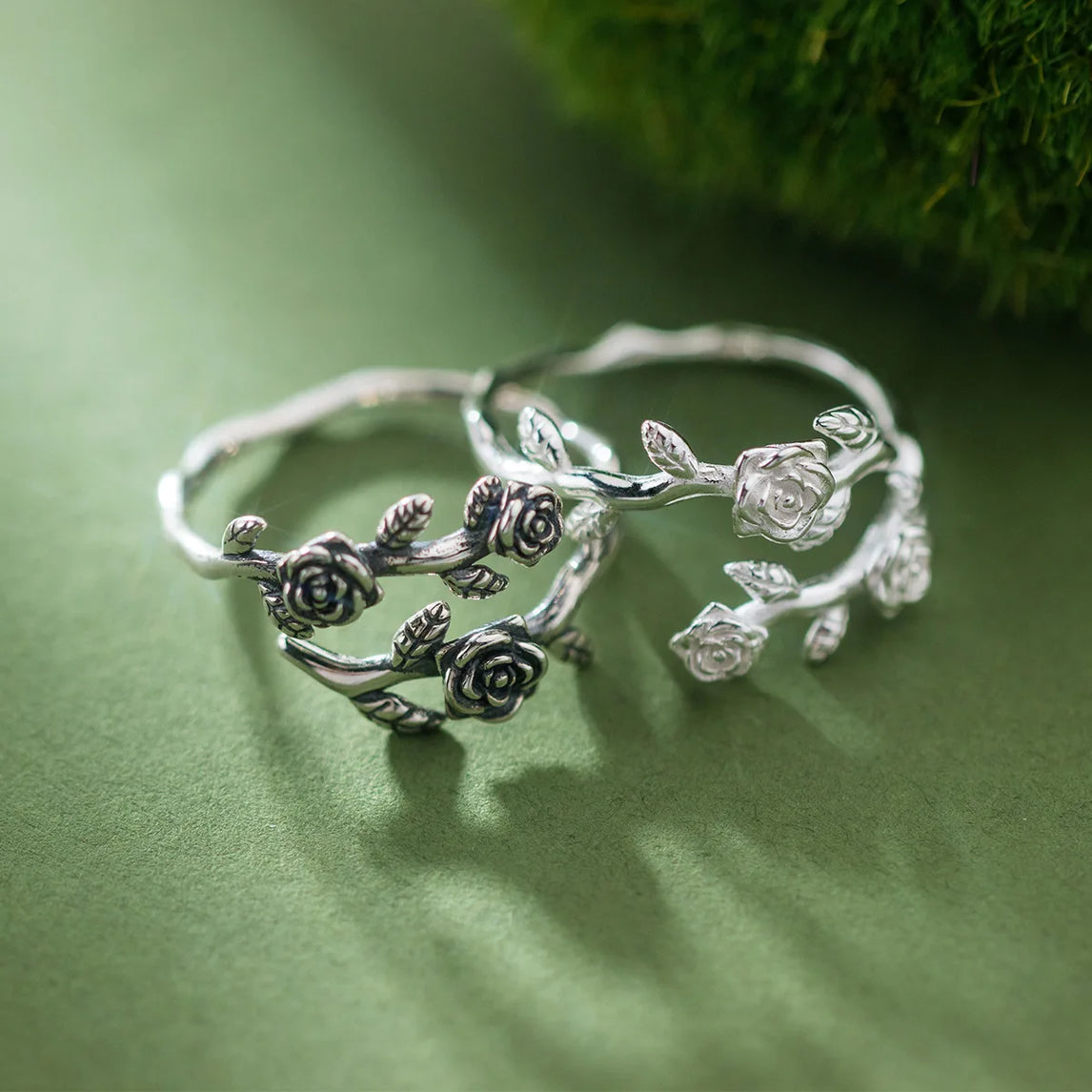 925 Sterling Silver Roses Branch Adjustable Rings For Women Engagement Wedding Female Luxury Jewelry Accessories Jewellery