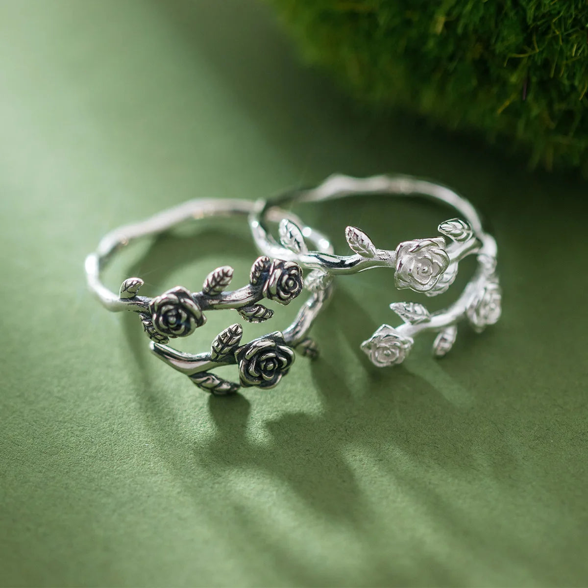 925 Sterling Silver Roses Branch Adjustable Rings For Women Engagement Wedding Female Luxury Jewelry Accessories Jewellery