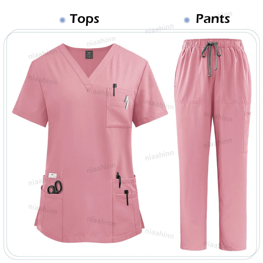 High Quality Medical Clothing for Women Uniform Nurse Lab Coat Unisex Wholesale Tops and Pants Suits Nursing Scrubs Uniforms Set