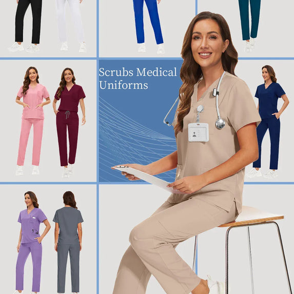Anti Wrinkle Washable Soft Hospital Uniform Hot Sale Pet Vet Nurse Scrub Set Women Medical Scrubs Sets Women Medical Accessories