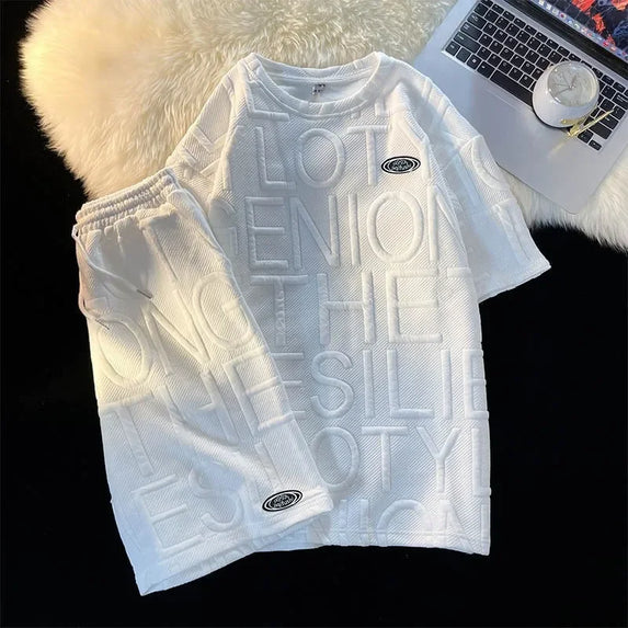 Trendy Casual Suit Men's Fashionable Five-piece Set Elegant Summer Simple Style Loose Fitting Long Sleeve Business Attire