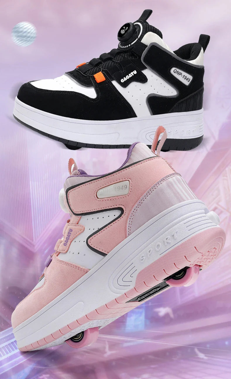 Children Junior Roller Skate Shoes Kids Sneakers with Two Boys Girls Wheels Shoes Running Adult Casual Boys Shoes size 31-42