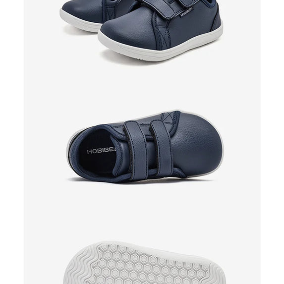 HOBIBEAR Kids Barefoot Shoes Little/Big/Kid Wide Toe Minimalist Sneakers Lightweight Hook Loop Artificial Leather Shoes