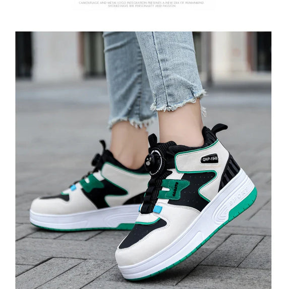 Children Junior Roller Skate Shoes Kids Sneakers with Two Boys Girls Wheels Shoes Running Adult Casual Boys Shoes size 31-42