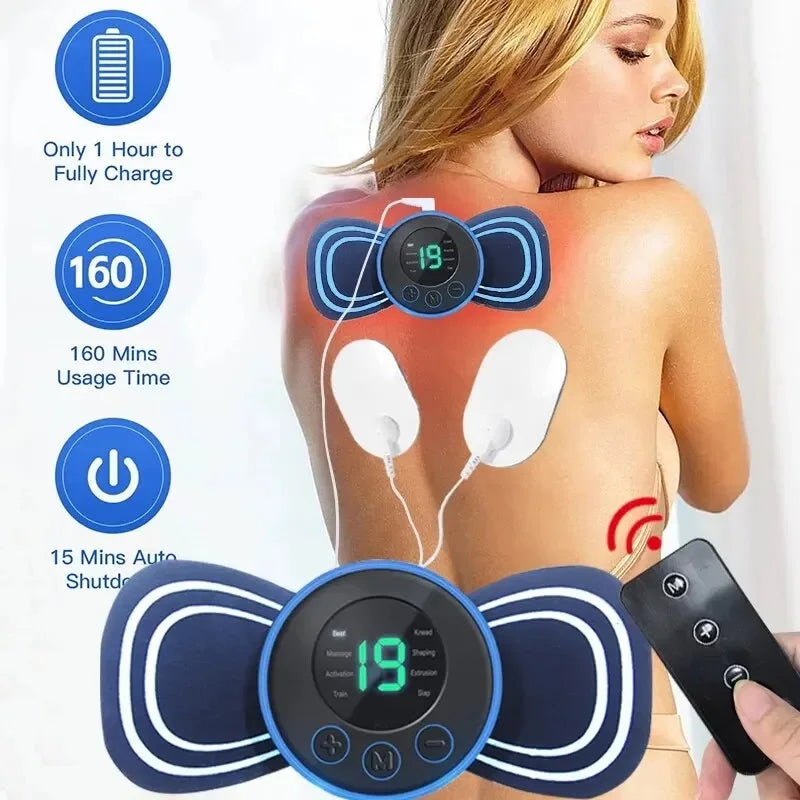 8 Modes Rechargeable Neck Massager with Remote Control EMS Low Frequency Pulse Massager For Muscle Relaxation Relief The Pain