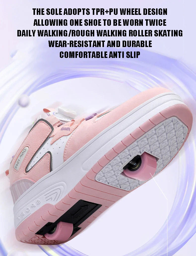 Children Junior Roller Skate Shoes Kids Sneakers with Two Boys Girls Wheels Shoes Running Adult Casual Boys Shoes size 31-42