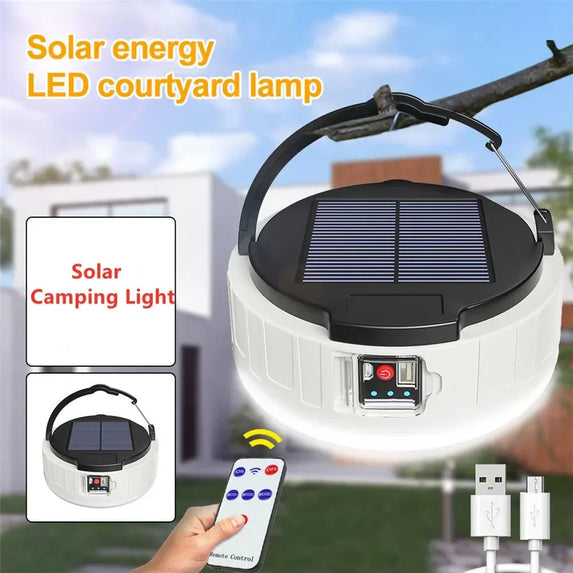 3 Modes USB Rechargeable Emergency Night Lights Outdoor LED Solar Camping Lamp IP65 Waterproof Tent Lamps Portable Flashlight