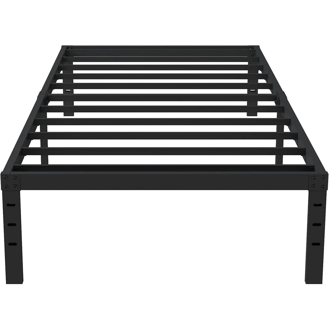 16 inch twin bed frame without box spring, metal platform, with 14 inch storage space, 2500 pound steel bar support, black