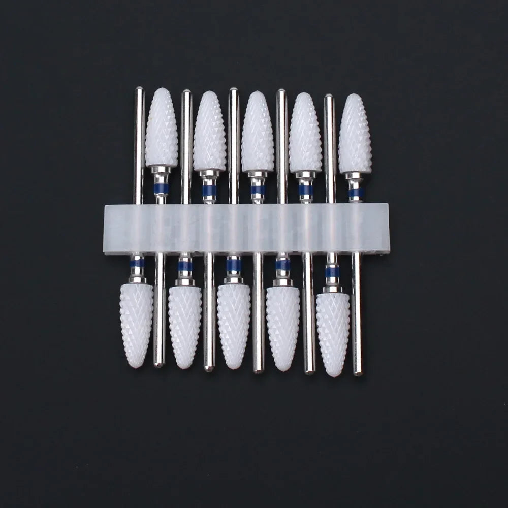 10pcs Ceramic Nail Drill Bits Set Milling Cutter for Manicure Drills Electric Nail Files Cuticle Remove Nail File Art Tools