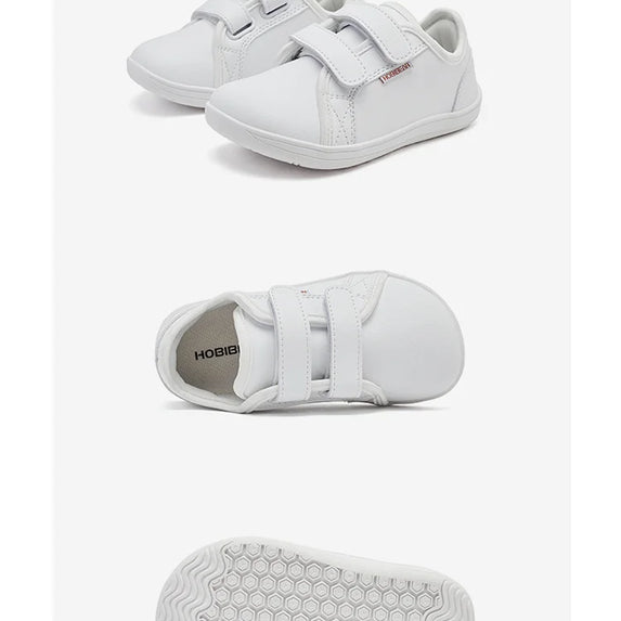 HOBIBEAR Kids Barefoot Shoes Little/Big/Kid Wide Toe Minimalist Sneakers Lightweight Hook Loop Artificial Leather Shoes