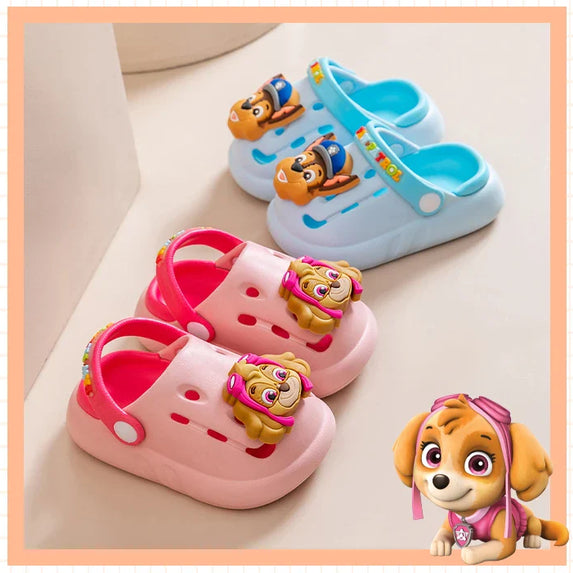 PAW PATROL Kids' Garden Shoes Boy and Girl Indoor Non-slip Soft Sole Slippers Breathable Deodorant Cute Cartoon Bow-Top Sandals