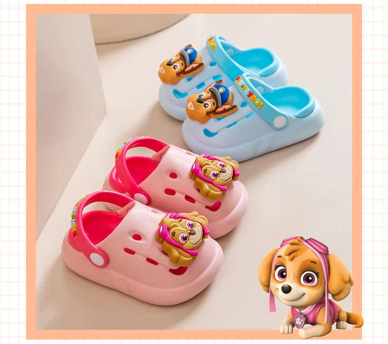 PAW PATROL Kids' Garden Shoes Boy and Girl Indoor Non-slip Soft Sole Slippers Breathable Deodorant Cute Cartoon Bow-Top Sandals