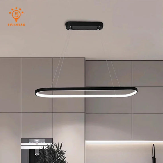 Modern Pendant Lamp Simple Elliptical Restaurant Lighting Hanging Lights Bedroom Living Room Kitchen Bar Home LED Lamp Decor