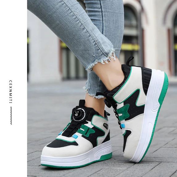 Children Junior Roller Skate Shoes Kids Sneakers with Two Boys Girls Wheels Shoes Running Adult Casual Boys Shoes size 31-42