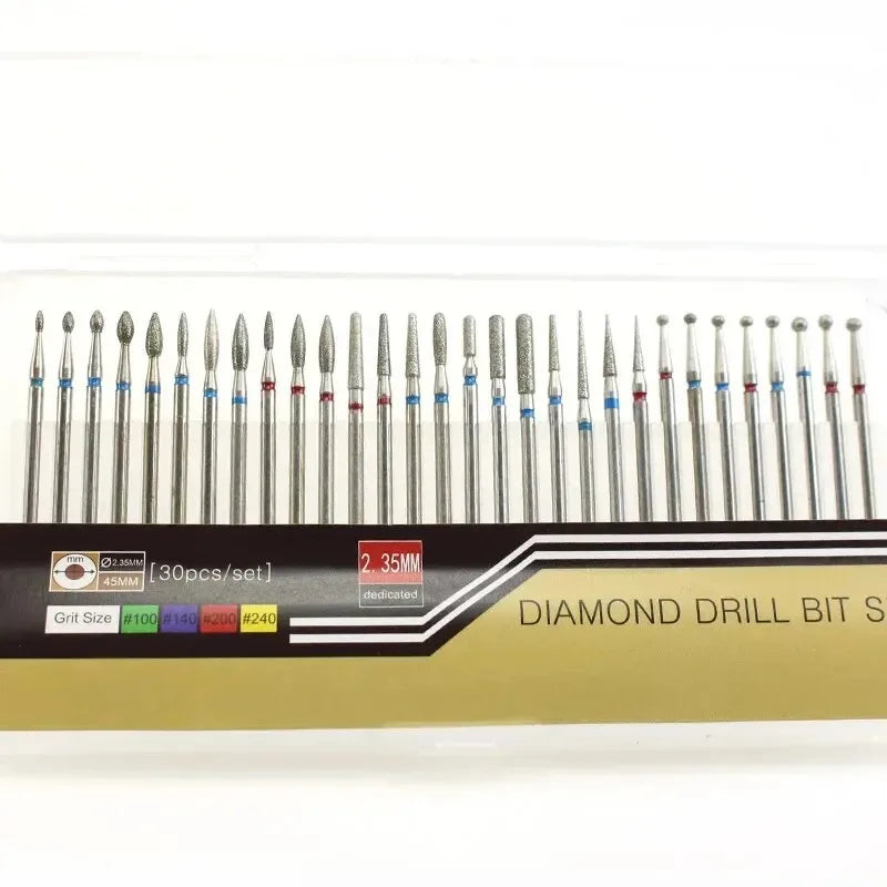 30pcs/Set Diamond Burrs Nail Dill Bit Milling Cutter for Manicure Grinding Bits Nail Art Tools Accessories