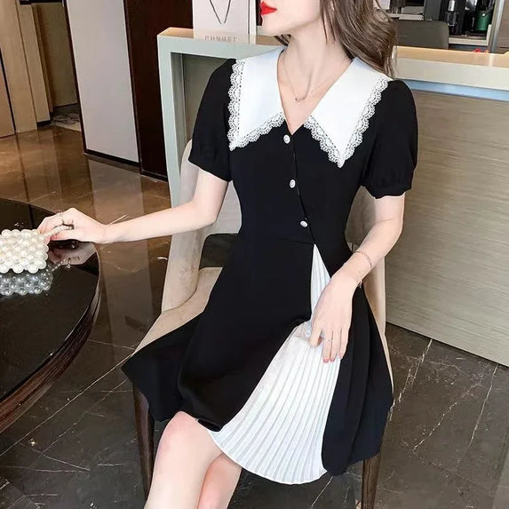 Short Sleeve Women's Dresses Cute Midi Female Dress Kawaii Fairy Formal Occasion Trendy Beach 2025 Fashion Elegant Chic Summer