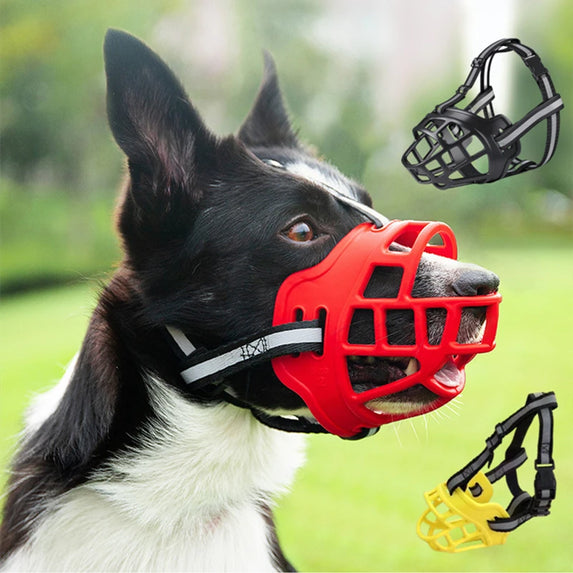 Reflect Light Dog Mouth Guard Cover Comfy Breathable Basket Muzzle Against Biting Barking Dog Mask Anti-barking Muzzle For Pets