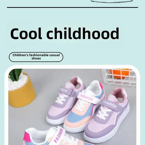 Girl's Fashion Non-slip Sneakers Purple New Casual Shoes Students Running Shoes Kids Children Girls Breathable Outdoor Shoes