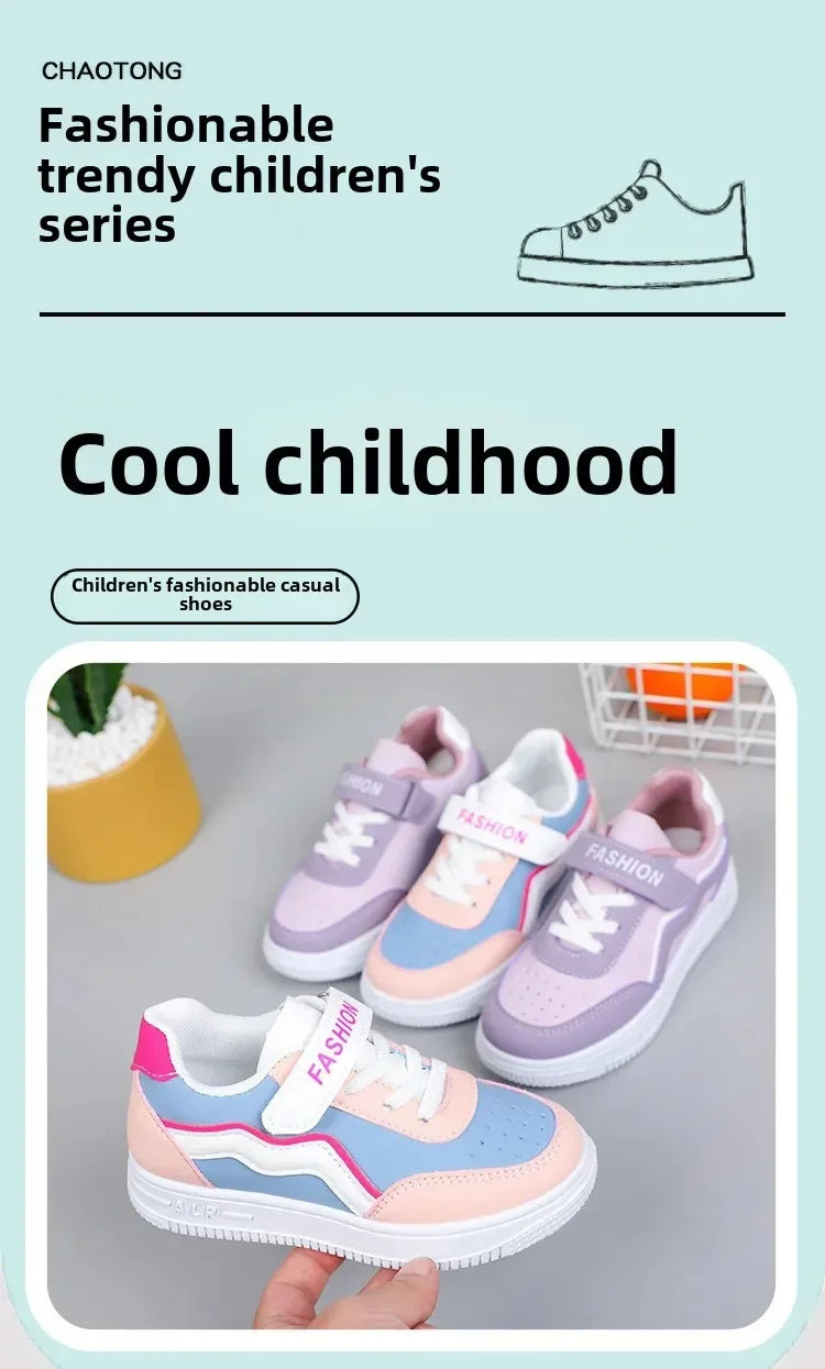Girl's Fashion Non-slip Sneakers Purple New Casual Shoes Students Running Shoes Kids Children Girls Breathable Outdoor Shoes