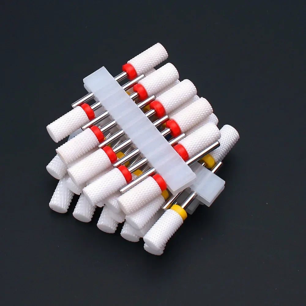 10pcs Ceramic Nail Drill Bits Set Milling Cutter for Manicure Drills Electric Nail Files Cuticle Remove Nail File Art Tools