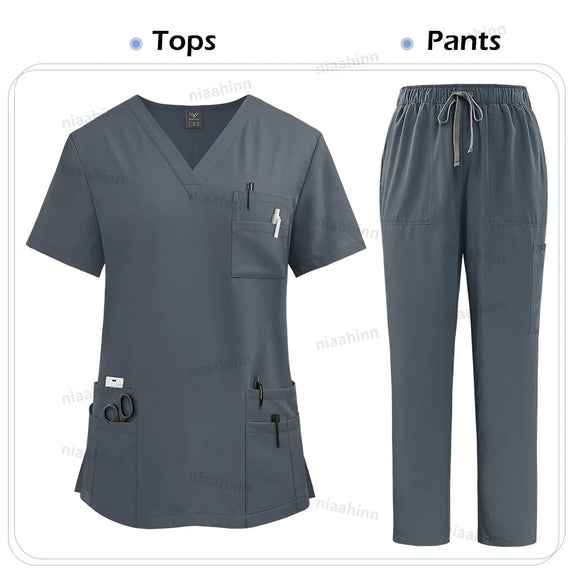 High Quality Medical Clothing for Women Uniform Nurse Lab Coat Unisex Wholesale Tops and Pants Suits Nursing Scrubs Uniforms Set