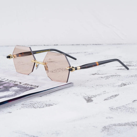 2025 Polygon Rimless Maske P53 Sunglasses Alloy Acetate Designer Handmade in Germany High Quality Luxury Brand UV400 High Street
