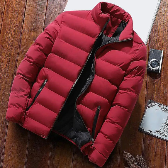 Padded Mens Jackets Winter Casual Windbreaker Stand Collar Thermal Coat Outwear Oversized Outdoor Camping Windproof Jacket