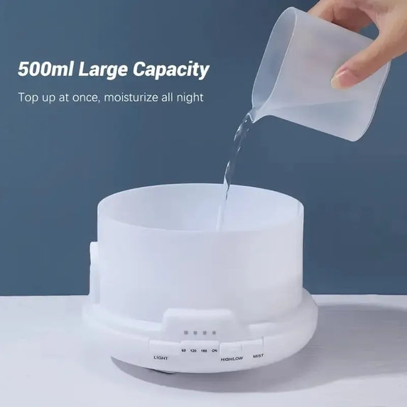 Essential Oil Diffuser & Humidifier with Night Light - 500ml, USB Powered, Auto Shut-Off, Perfect for Relaxing Atmosphere in , O