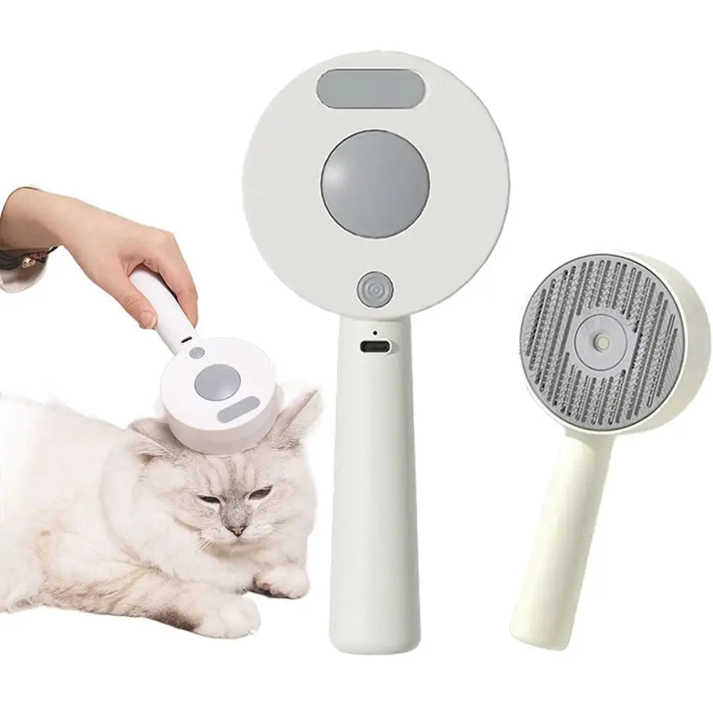Anti-Static Pet Spray Hair Comb Massaging Demating Cat Steamy Shedding Brush Removes Loose Fur One-click Cleaning Button
