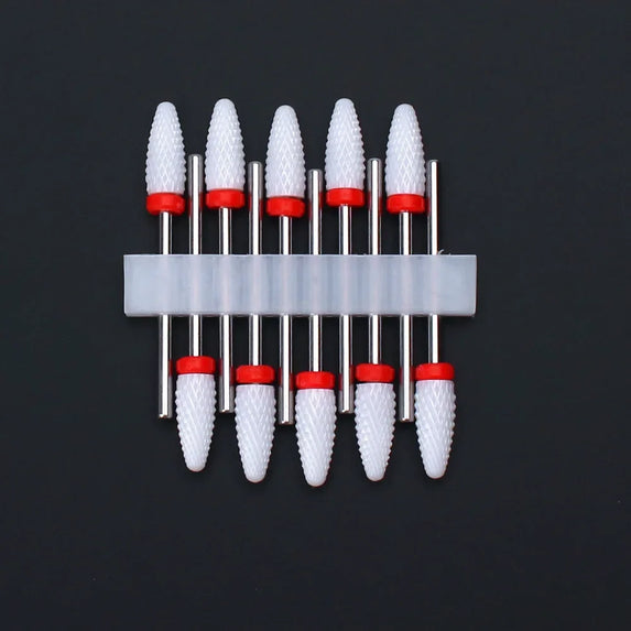 10pcs Ceramic Nail Drill Bits Set Milling Cutter for Manicure Drills Electric Nail Files Cuticle Remove Nail File Art Tools