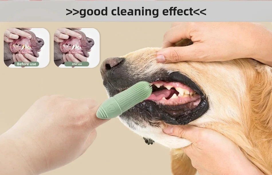 Dog Toothbrush, 360° Cleaning Finger Toothbrush for Dogs, Food Grade Silicone Dog Finger Toothbrush for Dogs & Cats Dental Care