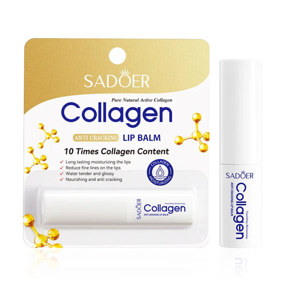 SADOER Collagen Lip Balm Moisturizing Anti Cracking Brightening  Repair Nourishing Hydrating Lipstick Lips Skin Care Products