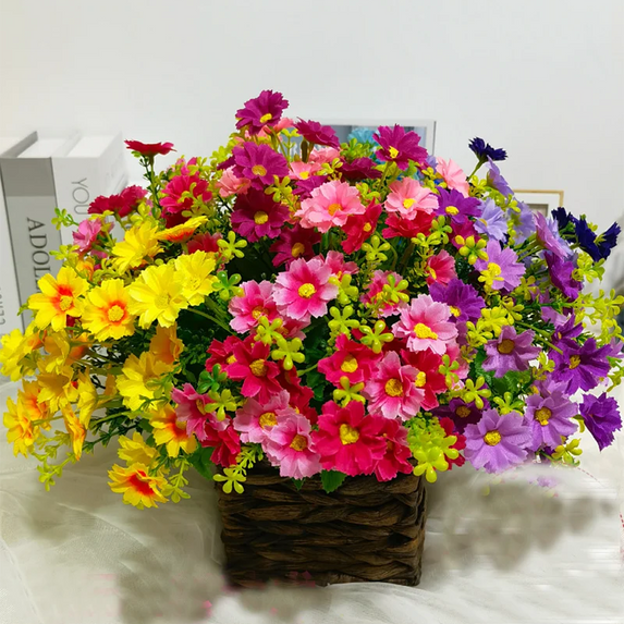 1 Bundle Artificial Flowers Outdoor UV Resistant Shrubs Plants Fake Flower Greenery for Office Kitchen Wedding Garden Decor